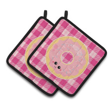 Caroline's Treasures BB7048PTHD Donut Face Pair of Pot Holders 7.5 x 7.5 Multicolor