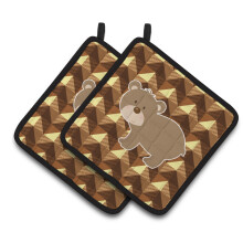 Caroline's Treasures BB7030PTHD Bear Pair of Pot Holders  7.5 x 7.5  Multicolor