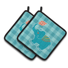 Caroline's Treasures BB6744PTHD Elephant Love Pair of Pot Holders 7.5 x 7.5 Multicolor