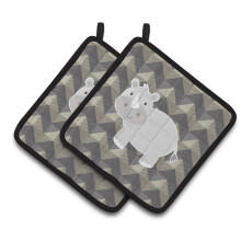 Caroline's Treasures BB7033PTHD Rhinoceros Pair of Pot Holders 7.5 x 7.5 Multicolor