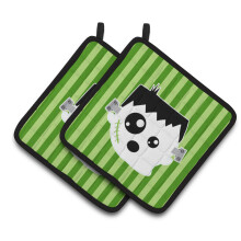 """"Caroline's Treasures BB6958PTHD Halloween Ghost Frankenstein Paar pannenlapjes 7,5 x 7,5"""""""" Veelkleurig""""