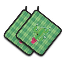 Caroline's Treasures BB6848PTHD Cactus Plaid Pair of Pot Holders 7.5 x 7.5 Multicolor