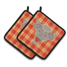 Caroline's Treasures BB6738PTHD Ram with a Heart Pair of Pot Holders 7.5 x 7.5 Multicolor