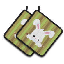 Caroline's Treasures BB6904PTHD Easter Rabbit Hole Pair of Pot Holders 7.5 x 7.5 Multicolor