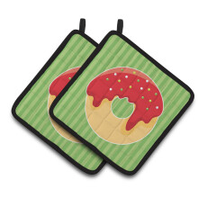 Caroline's Treasures BB6818PTHD Christmas Donut Pair of Pot Holders  7.5 x 7.5  Multicolor