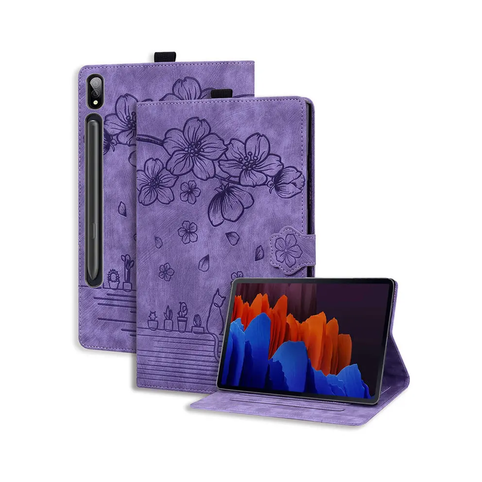 (, S8 Sm-X700 Sm-X706) Embossed Funda For Samsung Galaxy Tab S9 Fe S8 S7 Purple 976662531841