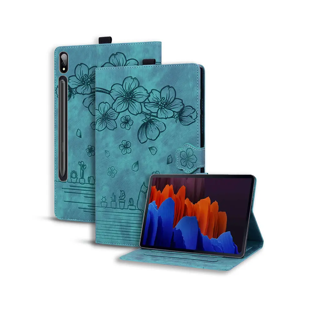 (, S8 Sm-X700 Sm-X706) Embossed Funda For Samsung Galaxy Tab S9 Fe S8 S7 Green 976662531889