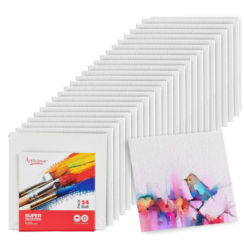 Artlicious Lienzos para Pintura - Pacote de 12, 6 x 6 Polegadas, Painéis em Branco de Algodão 1