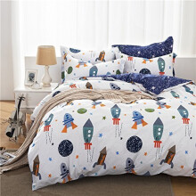 Brandream Twin Size Kids Bedding Set 100% Cotton Boys Space Galaxy Bedding Set 3-Piece Duvet Cover Set (Duvet Cover + Flat Sheet + Pillowcase)