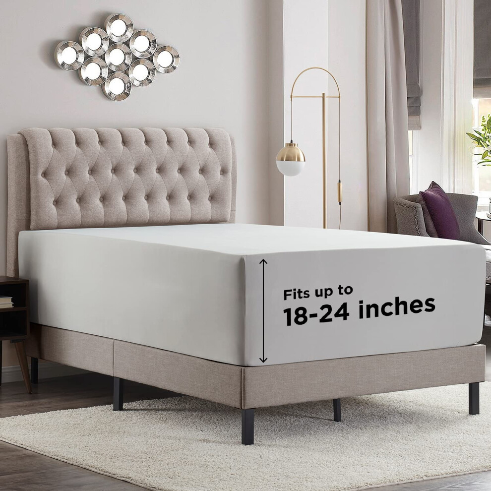 Drap-housse extra profond Empyrean King - Drap-housse gris clair King Size Drap-housse doux King Size pour matelas de 18     24 pouces Luxury Kin