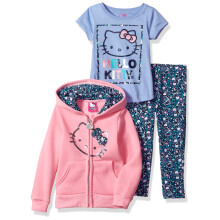 Dievcensk trojdielna s prava leg n s kapucnou Hello Kitty pre velk dievcat , ru ovo-modr , 8