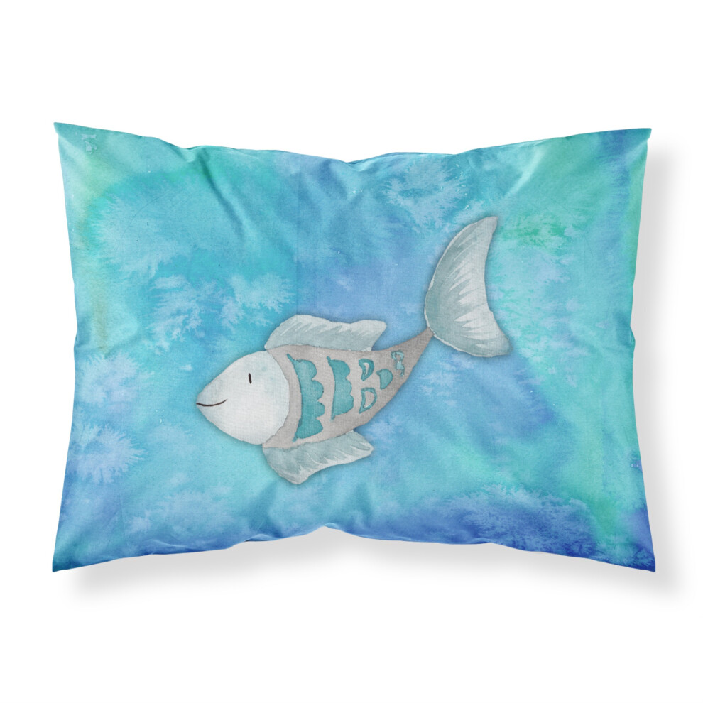 Caroline's Treasures Poisson bleu Aquarelle Imprim    Polyester 250 fils Fermeture enveloppe Taie d'oreiller Standard Multicolore