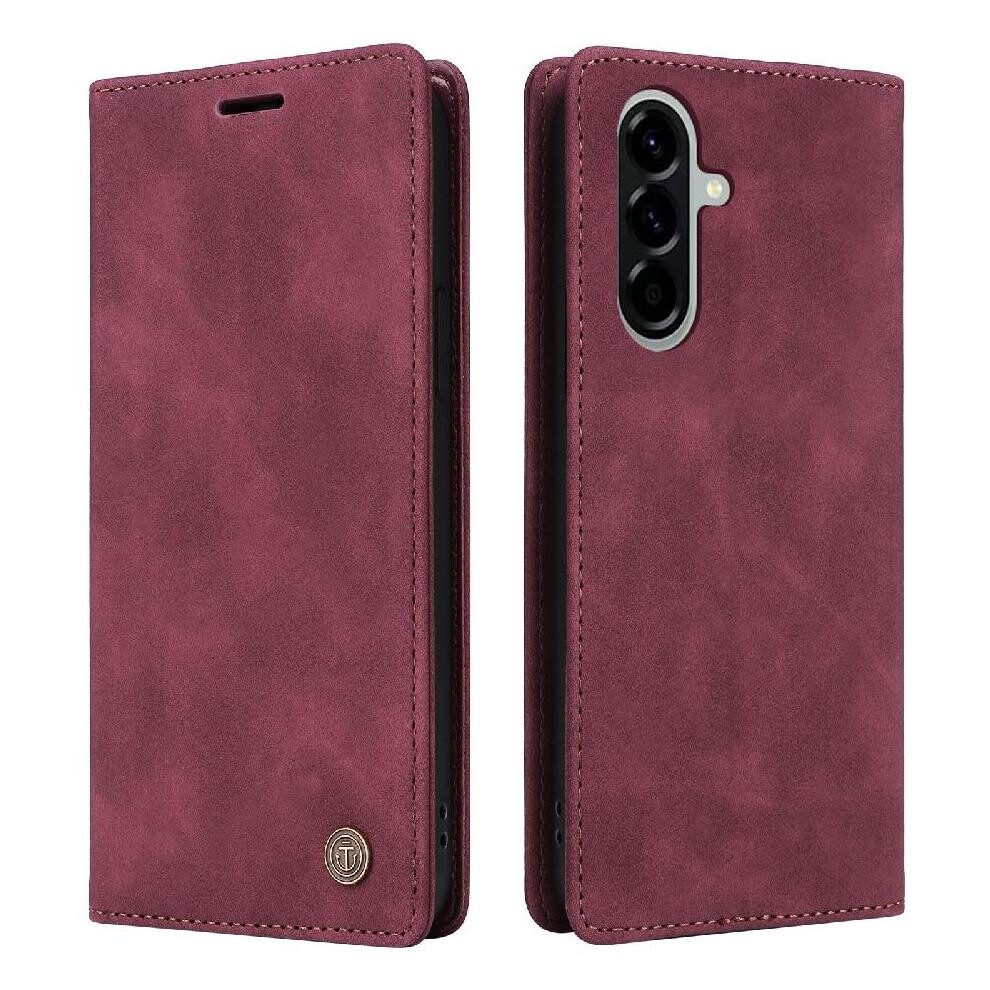 (Red) Flip Case for Samsung Galaxy A56 Shockproof Flip Cover Leather Case Wallet Simple Business