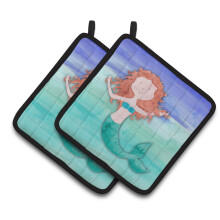 "Caroline's Treasures Ginger Mermaid Porta Potes Decorados, 7.5"" x 7.5"", Multicolor"