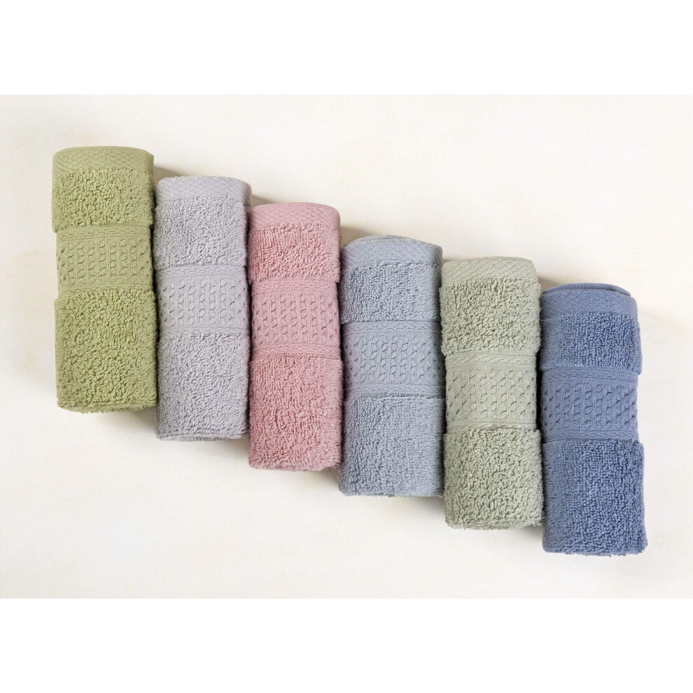 Lot de 6 d   barbouillettes en pur coton Cleanbear, 6 couleurs, 33 x 33 cm (bleu clair, vert jade, vert clair, gris clair, rose)