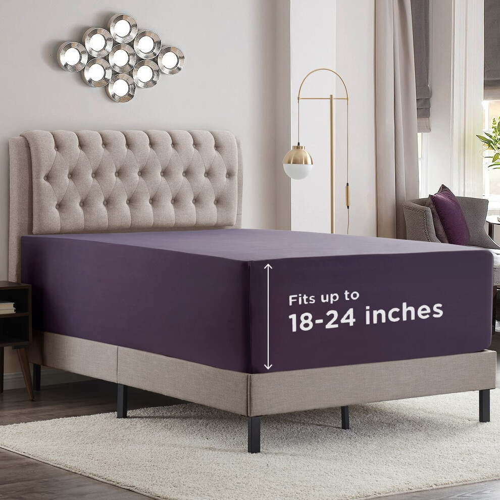 Drap-housse double XL     poches extra profondes Empyrean - Violet aubergine Draps-housses doubles XL     poches profondes uniquement pour matelas de