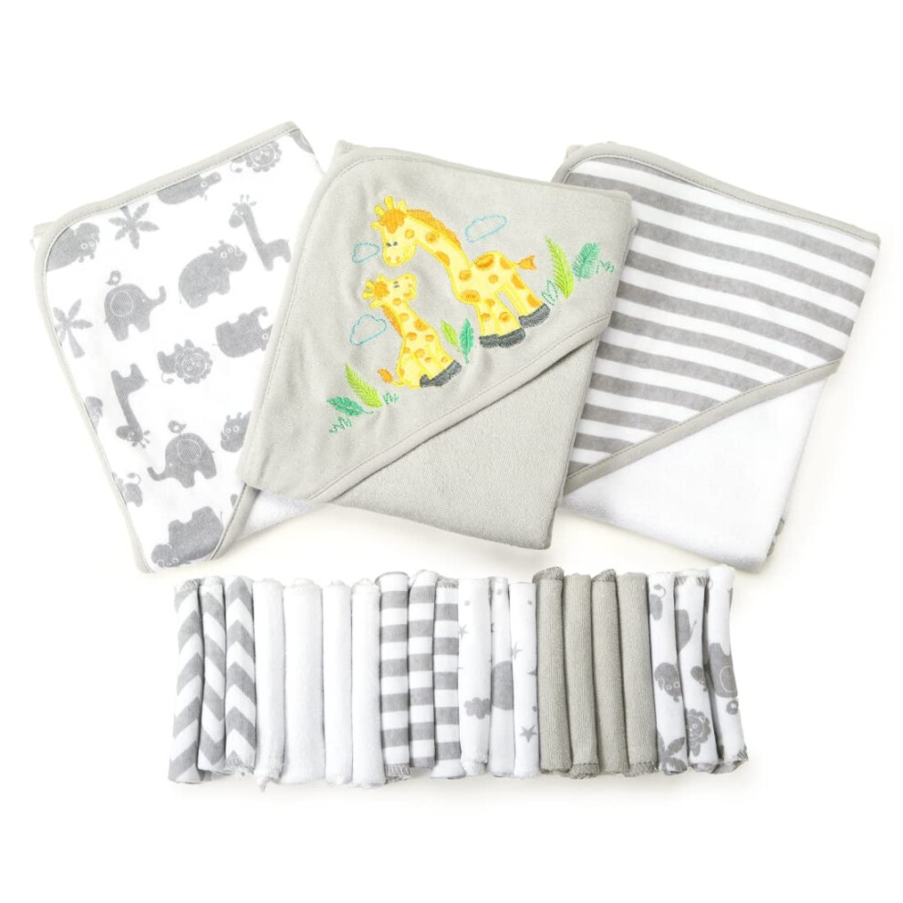 Ensemble de serviettes de bain     capuche et d   barbouillettes Spasilk pour b   b   , 23 pi   ces, gris (cadeau GBA23 0501)