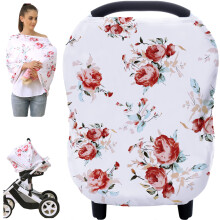 Baby Car Seat Covers - Stroller Canopy Breastfeeding Covers Multi-use Carseat Canopy for Boys and Girls Shower Gift Print Flower