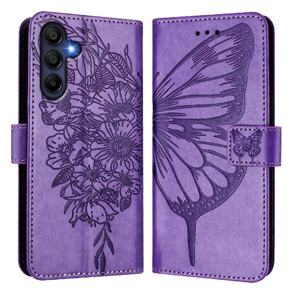( Violet) Case For Samsung Galaxy A26 5G Magnetic Premium Leather Embossing Butterfly Flip Cover Light 764490321570