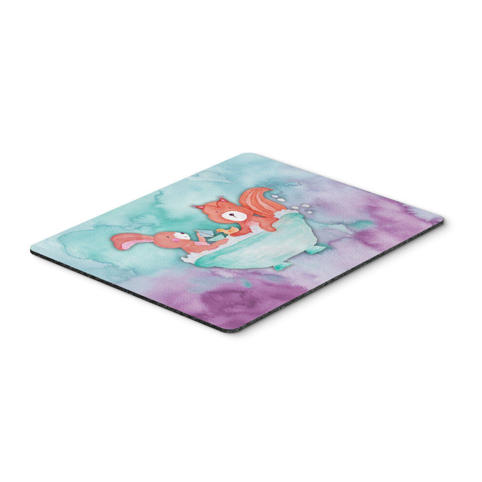 Caroline's Treasures Rabbit And Squirrel Bathing Watercolor Mouse Pad Hot Pad Or Trivet 7.75X9.25 Multicolor Bb7348mp 638508838186