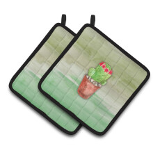 Caroline's Treasures Cactus Green Watercolor Decorated pot holder 7.5H x 7.5W Multicolor