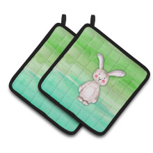 Caroline's Treasures Bunny Rabbit Watercolor Decorated pot holder 7.5 x 7.5 Multicolor