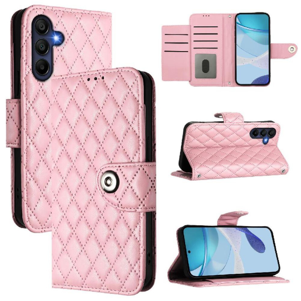 Photos - Case   for Samsung Galaxy A26 5g Shockproof Stylish Protective Wallet Cover Wrist Strip Card Holder(Pink)