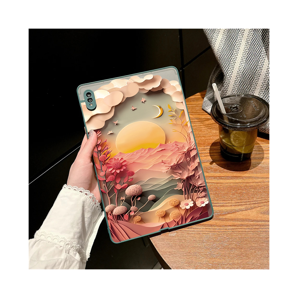 (P6 Tab S8plus 12.4 X800) Scenery Sunset Tablet Case For Samsung Galaxy Tab Green 976662540355