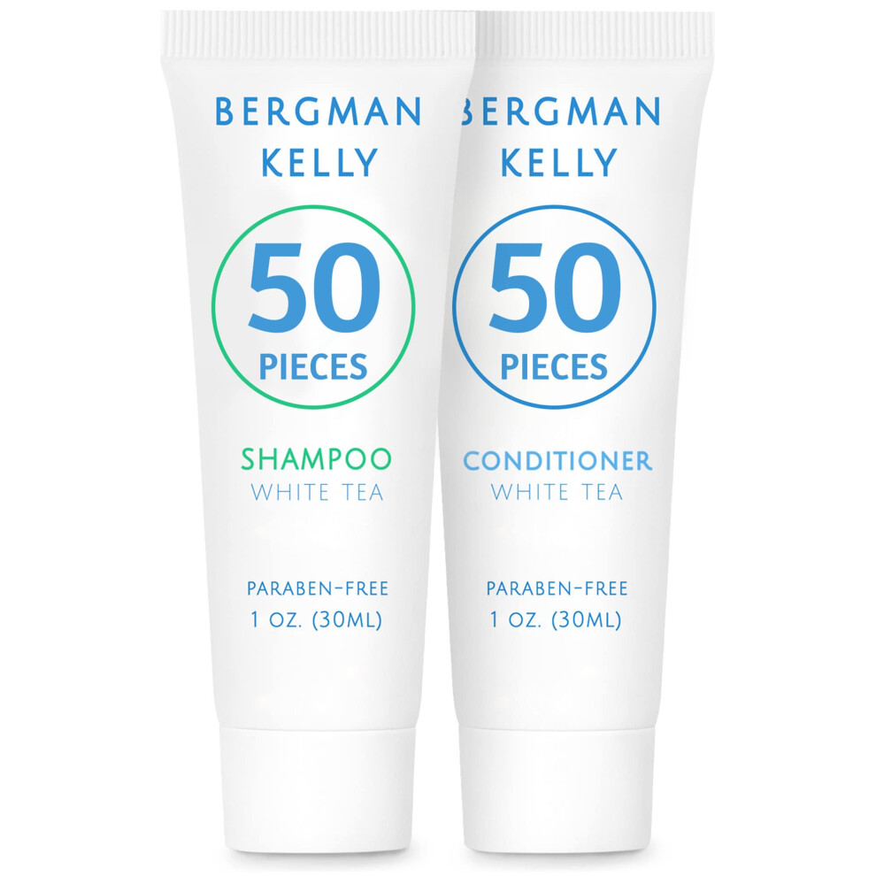 BERGMAN KELLY Travel Shampoo and Conditioner Set 1 fl oz 100 Pieces White Tea Delight Your Guests with a Revitalizing and Refreshing Hotel Toiletri