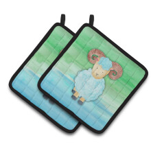 Caroline's Treasures Ram Sheep Watercolor Decorated pot holder 7.5 x 7.5 Multicolor