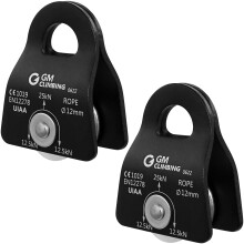 Polea de escalada GM CLIMBING Micro Prusik de 25 kN, 0,47 pulgadas, certificaci?n CE UIAA, paquete de 2, color negro