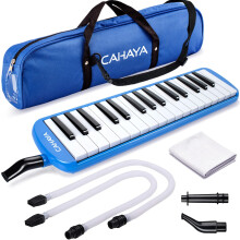 CAHAYA Melodica 2 Dvojit nustky Sady trubek Melodicas Klavrn styl 32 klves Prenosn s prenosnou takou Modr CY0050-2