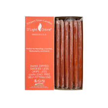 D 'light Online Elegant Unscented Cinnamon Burnt Orange Taper Premium Quality Candles Hand-Dipped  Dripless and Smokeless - Set of 12 Individually Wra