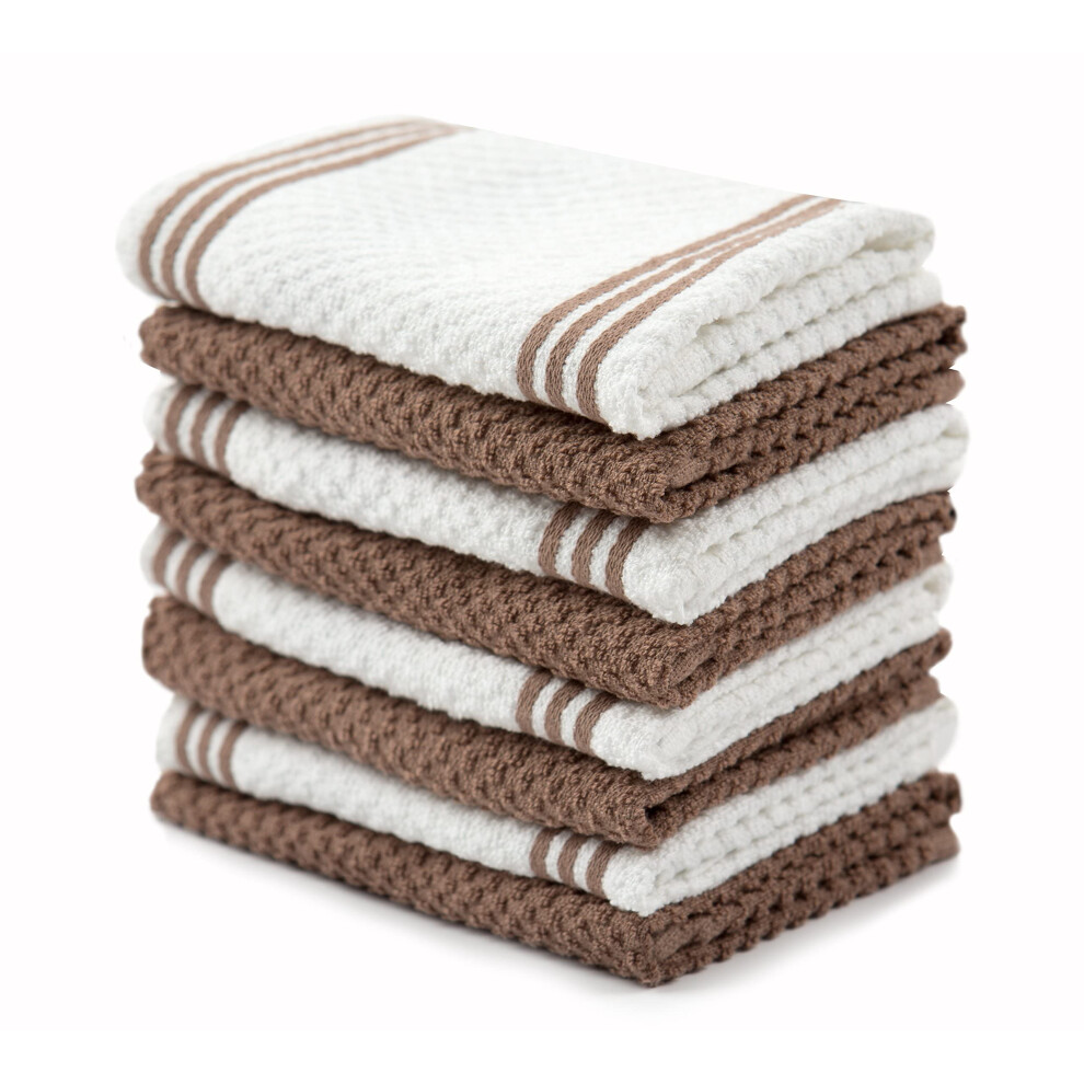 Torchons de cuisine 100 % coton, lot de 8 torchons     vaisselle marron et blanc, torchons de cuisine, chiffons de nettoyage r   utilisables et absor