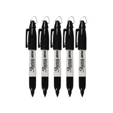 Sharpie Mini Permanente Markers met Golf Sleutelhanger Clips Fijne Punt Zwarte Inkt Pak van 5