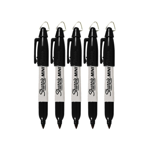 Sharpie Σημειωτές Sharpie Mini με κλειδώματα golf, λεπτή μύτη, μαύρο μελάνι, πακέτο 5