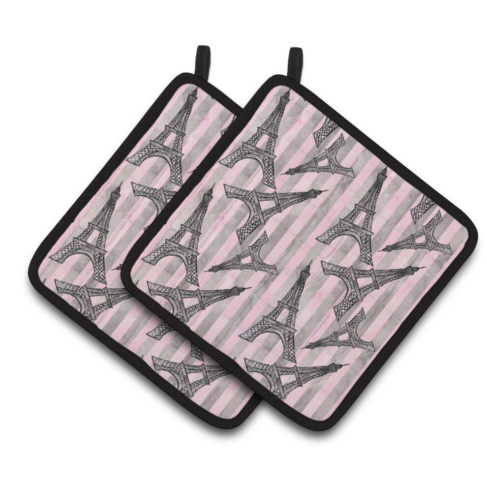 Agarradera De Acuarela Con Dise O De La Torre Eiffel Y Rayas De Caroline's Treasures, 19 X 19 Cm, Multicolor-image