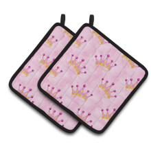 Caroline's Treasures Watercolor Princess Crown on Pink Decorated Pot Holder 7.5 x 7.5 Multicolor