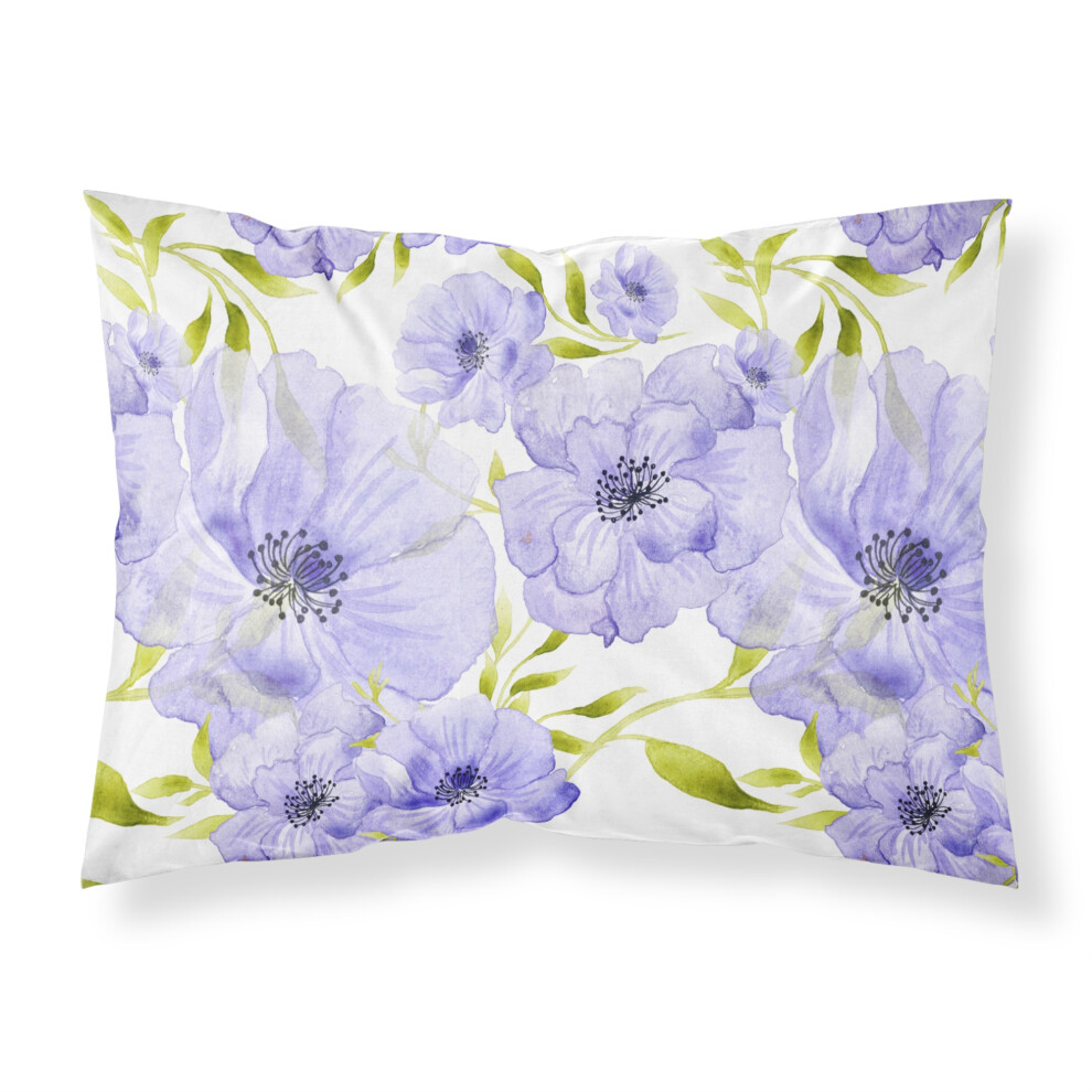 Caroline's Treasures Aquarelle Fleurs Bleues Imprim    Polyester 250 Fils Fermeture Enveloppe Taie d'oreiller Standard Multicolore