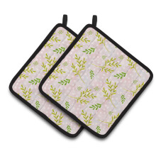 Caroline's Treasures Watercolor Leaves Pink Decorated Pot Holder 7.5 x 7.5 Multicolor