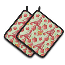 Caroline's Treasures Red Christmas Tree and Ornaments Decorated Pot Holder 7.5 x 7.5 Multicolor