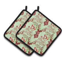 Caroline's Treasures Merry Christmas Joy Reindeer Decorated Pot Holder 7.5 x 7.5 Multicolor