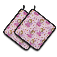 Caroline's Treasures Watercolor Fairy Princess on Pink Decorated Pot Holder 7.5 x 7.5 Multicolor