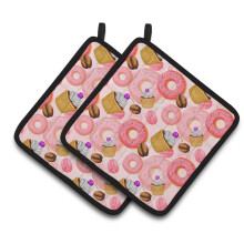 Caroline's Treasures Watercolor Sweet Pastries Decorated Pot Holder 7.5 x 7.5 Multicolor