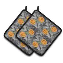""""Caroline's Treasures Watercolor Halloween Jack-O-Lantern Bats Decorated Pot Holder 7.5"""""""" x 7.5"""""""" Multicolor""""
