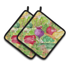 Caroline's Treasures Watercolor Vegetables Farm to Table Decorated Pot Holder 7.5 x 7.5 Multicolor