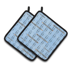 Caroline's Treasures Watercolor Organized Paper Clips Blue Decorated Pot Holder 7.5 x 7.5 Multicolor