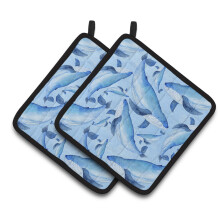 Caroline's Treasures Watercolor Nautical Whales Decorated Pot Holder 7.5 x 7.5 Multicolor