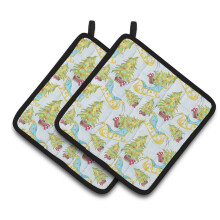 Caroline's Treasures Christmas Tree and Sleigh Decorated Pot Holder 7.5 x 7.5 Multicolor