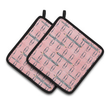 ""Caroline's Treasures aquarel georganiseerde paperclips roze versierde pannenlap 7,5"""""""" x 7,5"""""""" veelkleurig""""